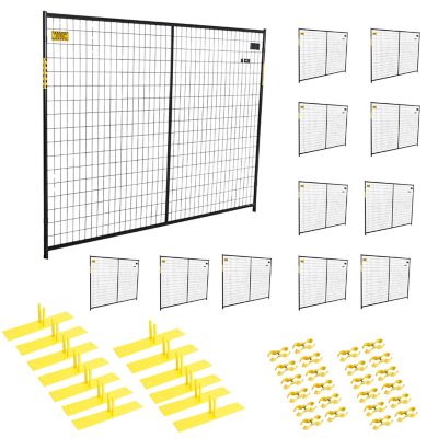 Perimeter Patrol 6 ft. H x 210 ft. L Black Powder Coated Welded Wire Complete Temporary Fence Panel Kit