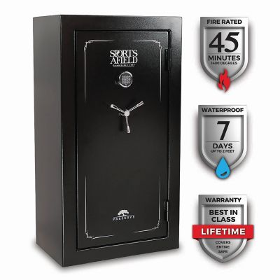 Sports Afield Preserve 32 Long Gun + 6 Handgun, E-Lock, 45 Min. Fire Rating, Gun Safe, Black Textured Gloss Finish