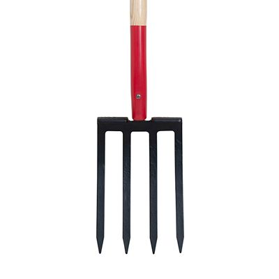 Image showing  7.33 in. Steel 4-Tine Forged Spading Fork with Power Step and Wood Handle