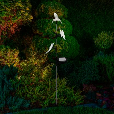 LED solar plug light hummingbird dragonfly sun color change lamp stainless steel 