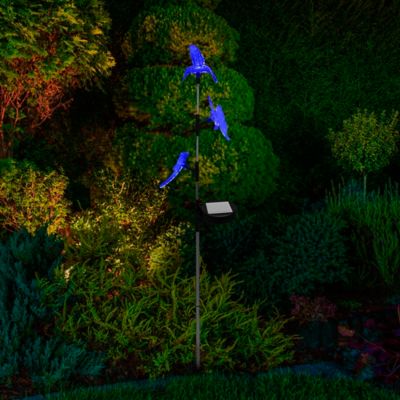 Image showing  31.5 in. Solar-Powered Hummingbird, Butterfly and Dragonfly Light