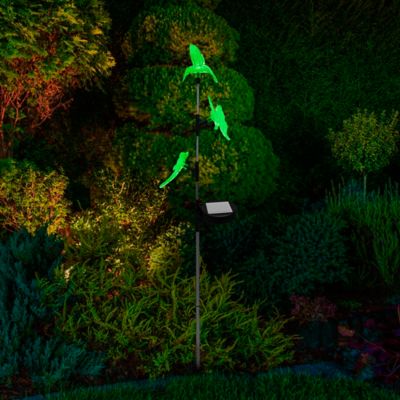 Image showing  31.5 in. Solar-Powered Hummingbird, Butterfly and Dragonfly Light