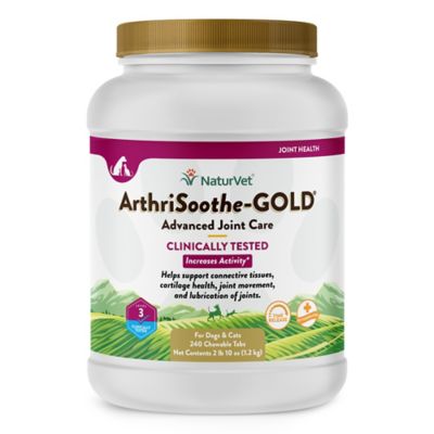 NaturVet ArthriSoothe-GOLD Level-3 Advanced Care Chewable Hip and Joint Supplement Tablet for Dogs, 5g, 240 ct.