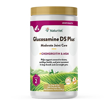 NaturVet Glucosamine DS Plus Level-2 Chewable Hip and Joint Supplement Tablets for Dogs, 3 g, 240 ct.