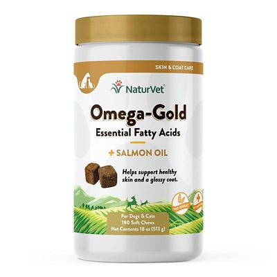 NaturVet Omega Gold Plus Salmon Oil Supplement Soft Chews for Dogs
