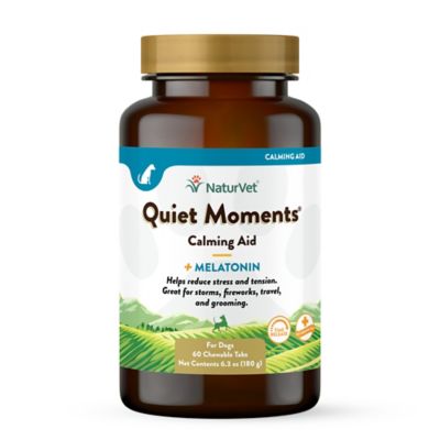 NaturVet Quiet Moments Melatonin Time Release Calming Supplement Tablets for Dogs, 60 ct.