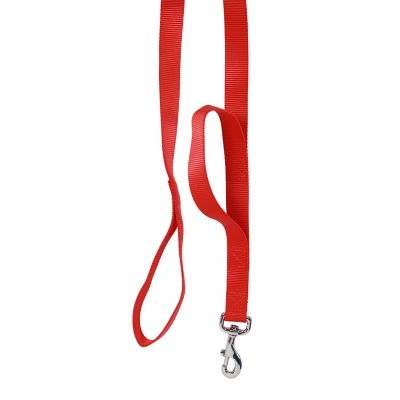 Image showing  Double Handle Snap Closure Nylon Dog Leash, 6 ft., Red