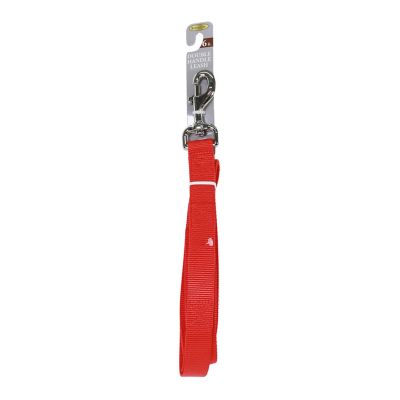 Image showing  Double Handle Snap Closure Nylon Dog Leash, 6 ft., Red