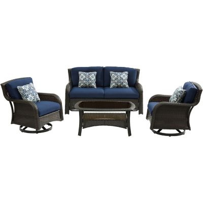 Hanover Strathmere 4 pc. Patio Lounge Set, 35.5 x 34 x 63.75in.