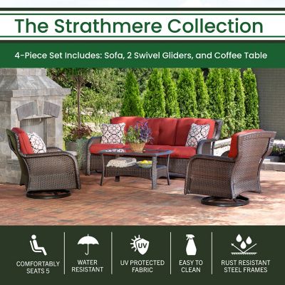 Hanover 4 pc. Strathmere Outdoor Lounge Set, Crimson Red, STRATH4PCSW ...