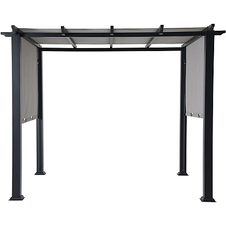 Hanover 8 ft. x 10 ft. Metal Pergola with Adjustable Gray Canopy