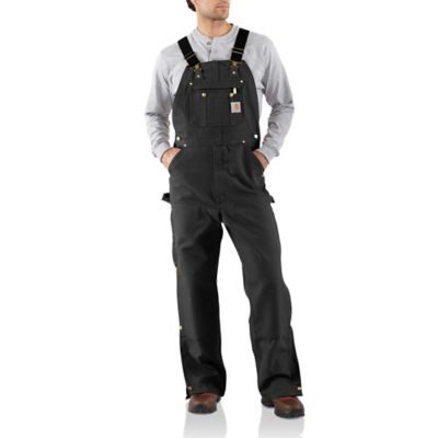 Carhartt R41 BRN Duck Zip-to-Thigh Bibs Men's Overall Quilt 44x36 Side  Pockets