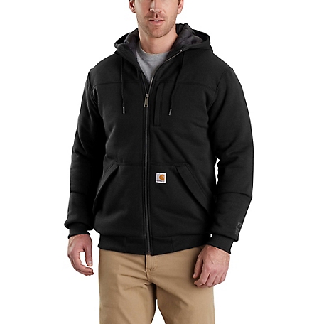 Carhartt Men's Rain Defender Rockland Quilt-Lined Full-Zip Hooded Sweatshirt - Black - Medium