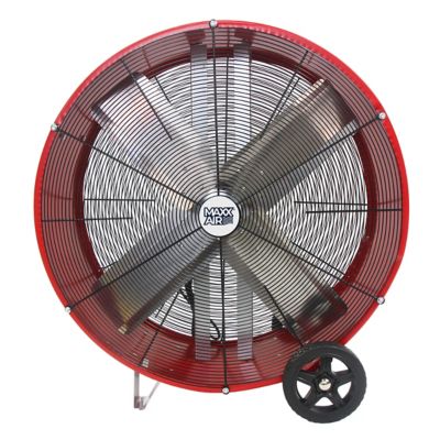 Image showing  30 in. 2-Speed Indoor Direct-Drive Galvanized Steel Drum Fan, 5,500 CFM, Red