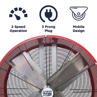 Image showing  36 in. 2-Speed Indoor Direct-Drive Drum Fan, 9,000 CFM, Red