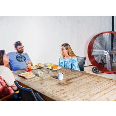 Image showing  48 in. Belt-Drive Galvanized Steel Portable Drum Fan, Red