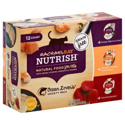 Rachael Ray Nutrish All Life Stages Grain-Free Fish and Shrimp Chunks Wet Cat Food Variety Pack, 2.8 oz. Can, Pack of 12