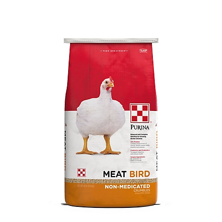 Purina Non-Medicated Meat Bird Crumbles Poultry Feed, 40 lb. Bag
