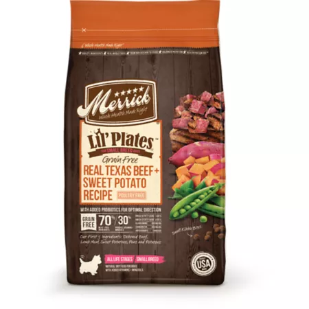 Merrick Lil' Plates Dry Adult Small Breed Dog Food Grain Free Texas Beef and Sweet Potato Recipe 4 lb Bag Dry Dog Food