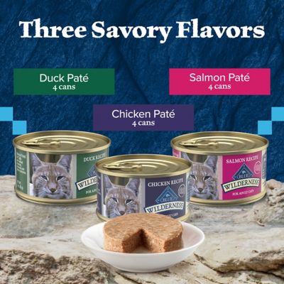 Image showing  Adult Grain-Free Chicken, Duck and Salmon Pate Wet Cat Food Variety Pack., 3 oz., Pack of 12 Cans