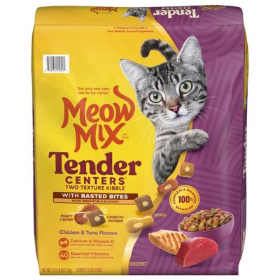 Meow Mix Tender Centers All Life Stages Chicken and Tuna Basted Bites Recipe Dry Cat Food