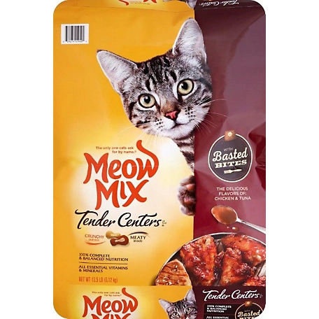 Meow Mix Tender Centers All Life Stages Chicken and Tuna Basted Bites Recipe Dry Cat Food