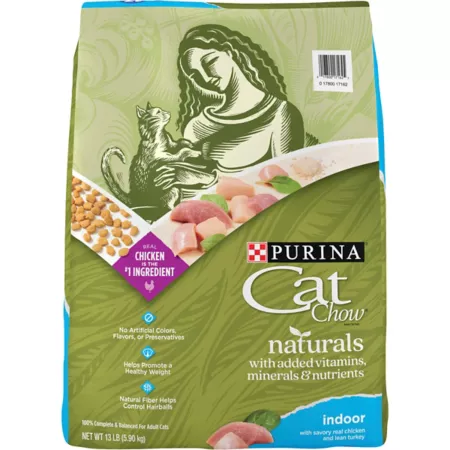 Purina Cat Chow Naturals Indoor Hairballs for Adults and Healthy Weight Chicken Recipe Dry Cat Food 13 lb Bag Dry Cat Food