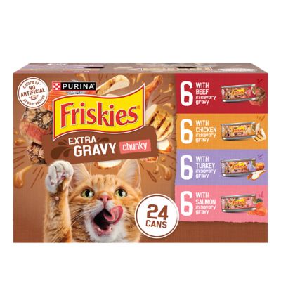 Friskies Purina Gravy Wet Cat Food Variety pk., Extra Gravy Chunky