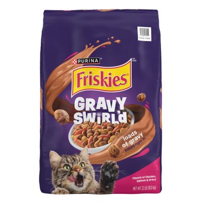 Friskies Gravy Swirlers Adult Chicken, Salmon, and Gravy Recipe Dry Cat Food