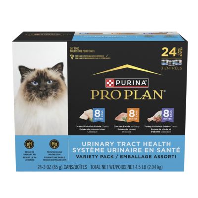 Purina Pro Plan Urinary Tract Health Wet Cat Food Variety pk., Ocean Whitefish, Chicken, Turkey & Giblets, (24) 3 oz. Cans