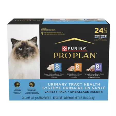 Purina Pro Plan Adult Urinary Tract Health Ocean Whitefish Chicken Turkey and Giblets Wet Cat Food Pack 3 oz 24-Pack Can Wet Cat Food