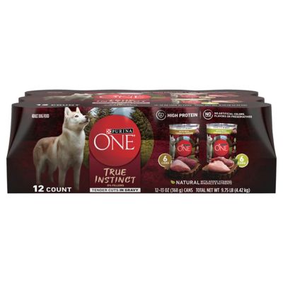 Purina ONE SmartBlend Adult Turkey, Venison, Chicken and Duck Cuts in Gravy Wet Dog Food Variety Pack, 13 oz. Can, Pack of 12