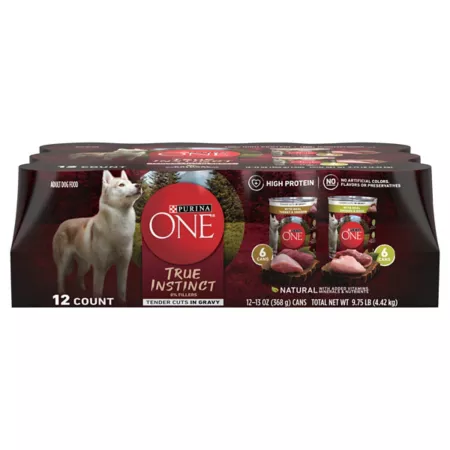 Purina ONE SmartBlend Adult Turkey Venison Chicken and Duck Cuts in Gravy Recipe Wet Dog Food Pack 13 oz Pack of 12 Cans Wet Dog Food