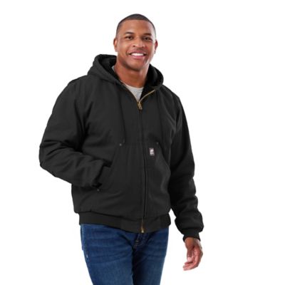 Berne Men's Super-Duty Washed Duck Quilt-Lined Hooded Jacket