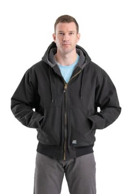 Berne Men's Super-Duty Washed Duck Quilt-Lined Hooded Jacket