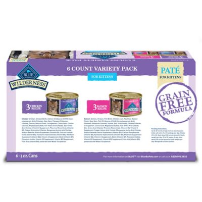 Image showing  Kitten High-Protein Grain-Free Chicken and Salmon Pate Variety Pack., 3 oz., Pack of 6 Cans