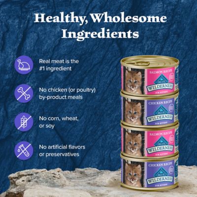 Image showing 5 th Blue Buffalo Wilderness Kitten High-Protein Grain-Free Chicken and Salmon Pate Variety Pack., 3 oz., Pack of 6 Cans
