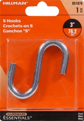 Hillman Hardware Essentials S-Hook Zinc (0.307 in. x 3 in.)