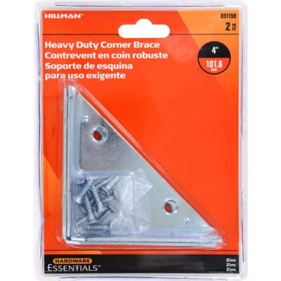 Image showing  Hardware Essentials 4 in. Cd-Heavy Duty Corner Brace, Zinc, 2-Pack