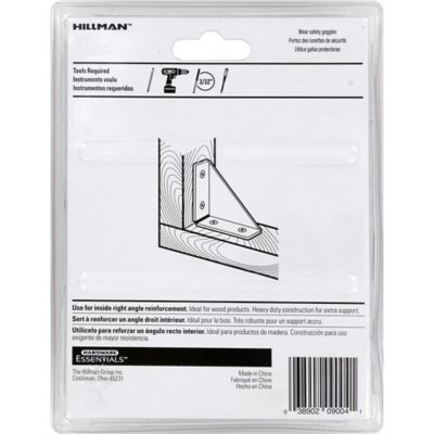 Image showing  Hardware Essentials 4 in. Cd-Heavy Duty Corner Brace, Zinc, 2-Pack