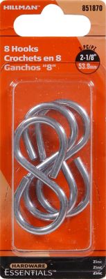 Hillman Hardware Essentials 8-Hook Zinc (0.148 in. x 2-1/8 in.) 3 Pack