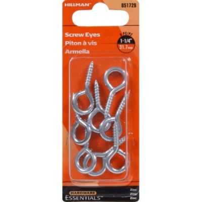 Image showing  Hardware Essentials 0.135 in. x 1-1/4 in. Medium Cd Screw Eye Bolts, 8-Pack