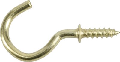 Image showing  Hardware Essentials 3 lb. 7/8 in. Cup Hooks, Brass, 5-Pack