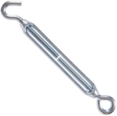 Hillman Hardware Essentials Hook and Eye Turnbuckle Zinc (3/8in.-16 x 16-1/4in.), 321888