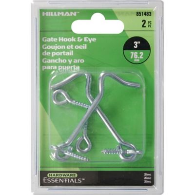 Image showing  Hardware Essentials 3 in. Cd-Gate Hook & Eye, Zinc, 2 pc.