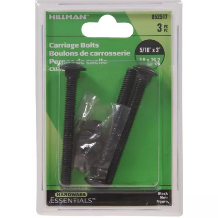 Hillman Hardware Essentials 5/16 in x 3 in Black Cd-Carr Bolts 3-Piece Gate Hardware