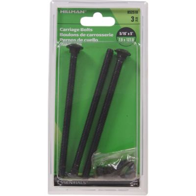Image showing  Hardware Essentials 5/16 x 5 in. Gate Carriage Bolt, Black, 3-Pack