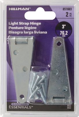 Hillman Hardware Essentials Light Strap Hinge Zinc (3 in.) 2 Pack