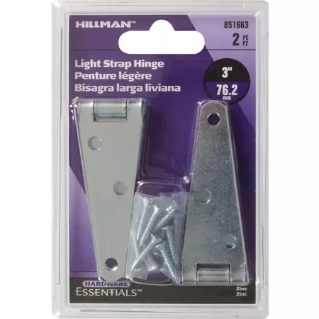 Hillman Hardware Essentials 3 in Zinc Lightweight Strap Hinge 2-Piece Gate Hardware