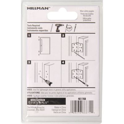 Image showing  Hardware Essentials 1-1/2 in. Cd-Light Narrow Hinge, Fixed Pin, Zinc, 2-Pack